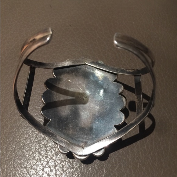 Large 1960 Ajax Mine Sterling Turquoise Cuff - Picture 2 of 4